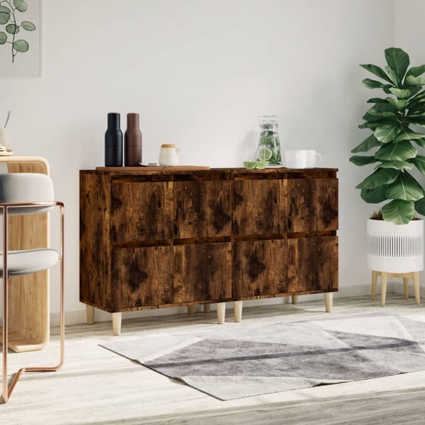 vidaXL skænke 2 stk. 60x35x70 cm konstrueret træ røget egetræsfarve