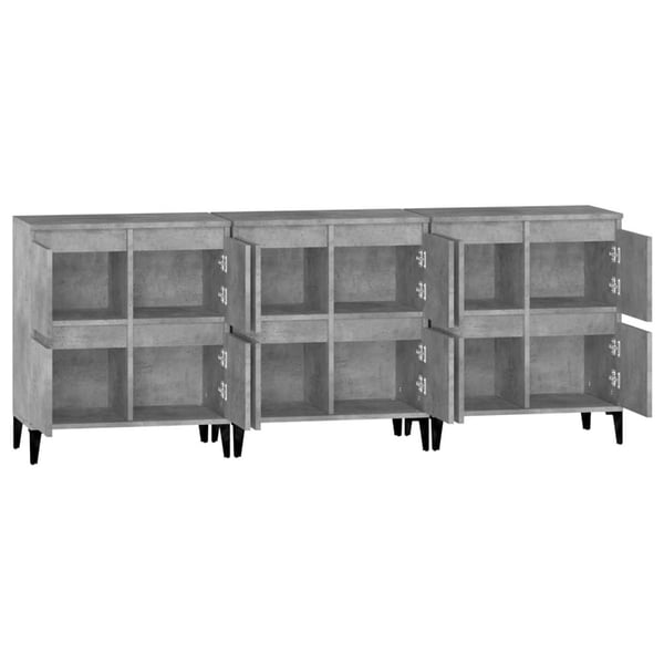 vidaXL Skjenker 3 stk betonggrå 60x35x70 cm konstruert tre