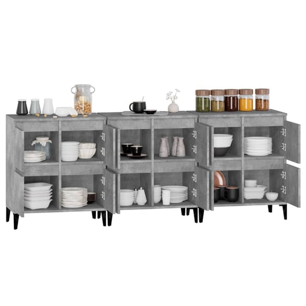 vidaXL Skjenker 3 stk betonggrå 60x35x70 cm konstruert tre