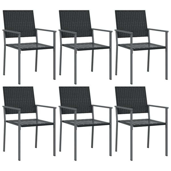 vidaXL Hagestoler 6 stk svart 54x62,5x89 cm polyrotting