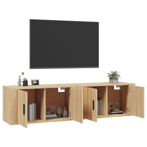 vidaXL Vegghengte TV-benker 2 stk sonoma eik 80x34,5x40 cm
