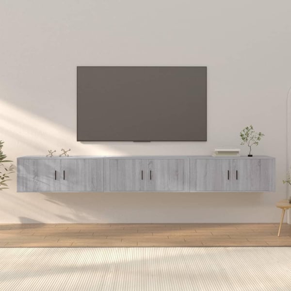 vidaXL Vegghengte TV-benker 3 stk grå sonoma 100x34,5x40 cm