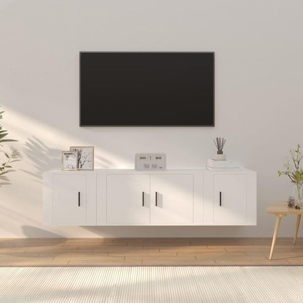 vidaXL TV-skapsett 3 deler hvit konstruert tre
