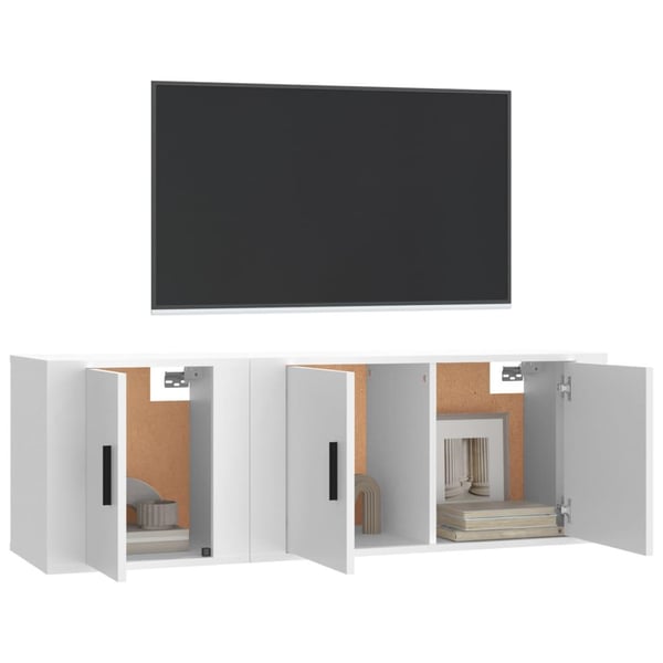 vidaXL TV-skapsett 2 deler hvit konstruert tre