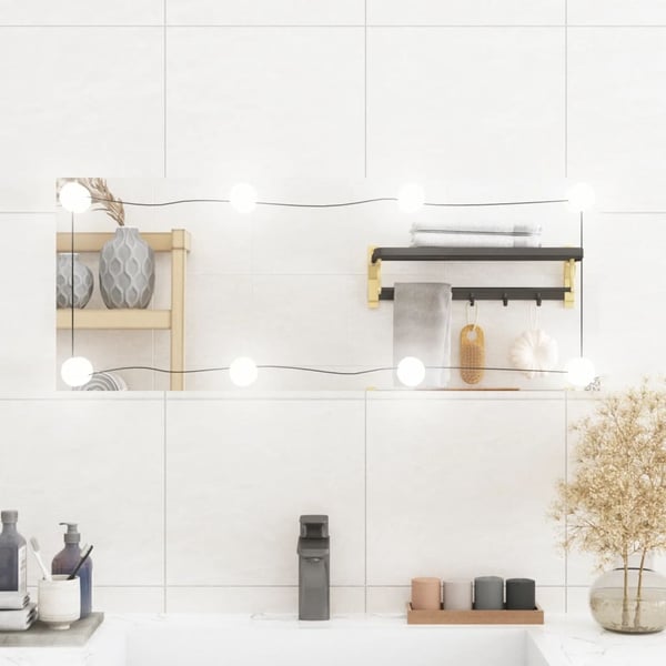 vidaXL Veggspeil med LED-lys 30x80 cm glass rektangel