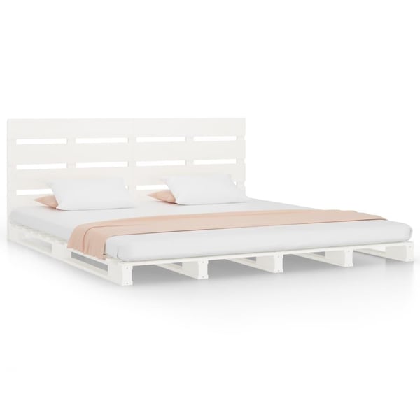 vidaXL sengeramme 140x190 cm massivt fyrretræ hvid