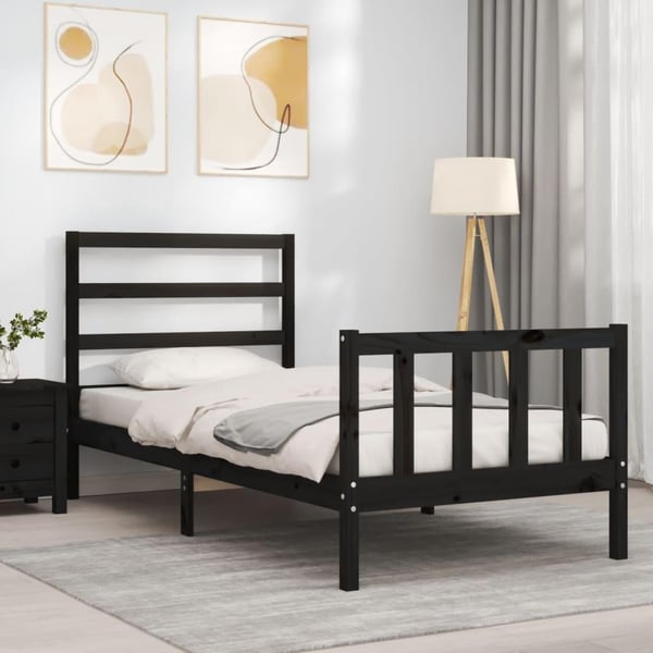 vidaXL Sengeramme med hodegavl svart 2FT6 small single heltre