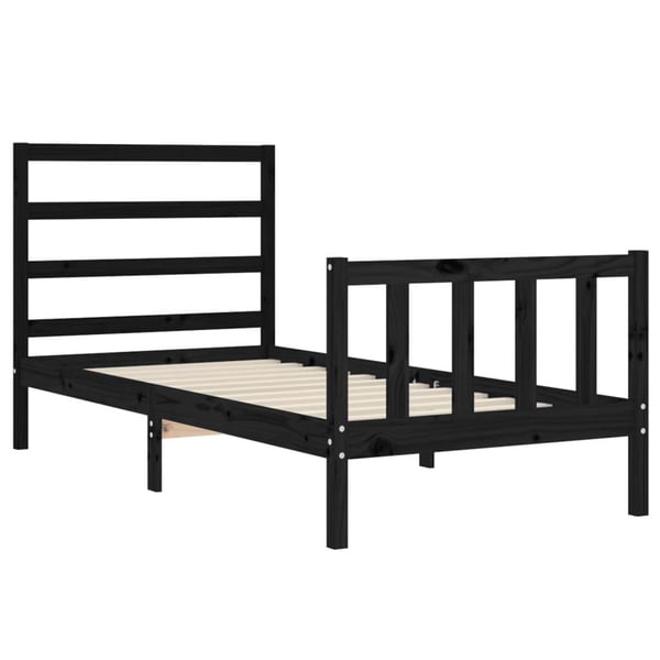 vidaXL Sengeramme med hodegavl svart 2FT6 small single heltre