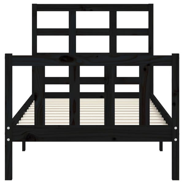 vidaXL Sengeramme med hodegavl svart 2FT6 small single heltre