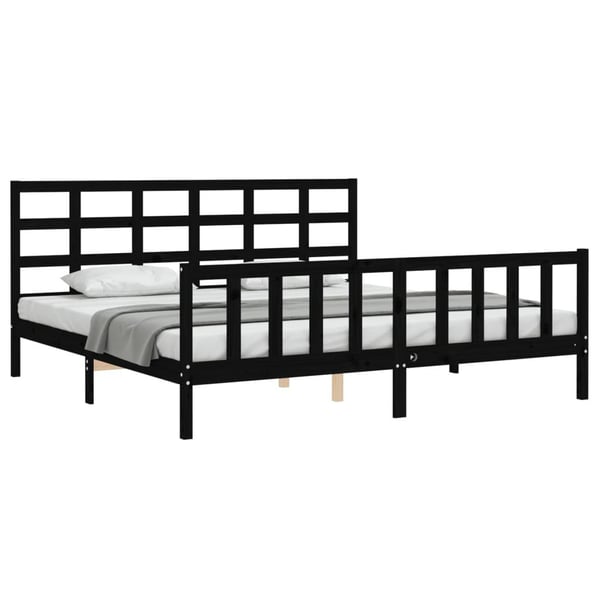 vidaXL Sengeramme med hodegavl svart 200x200 cm heltre