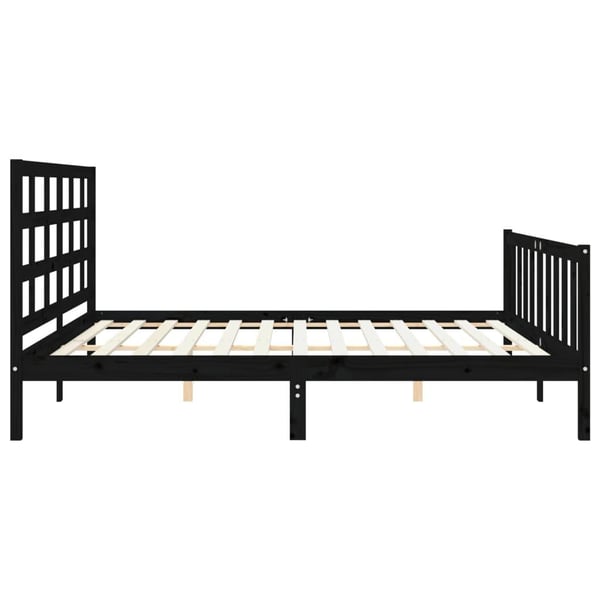 vidaXL Sengeramme med hodegavl svart 200x200 cm heltre