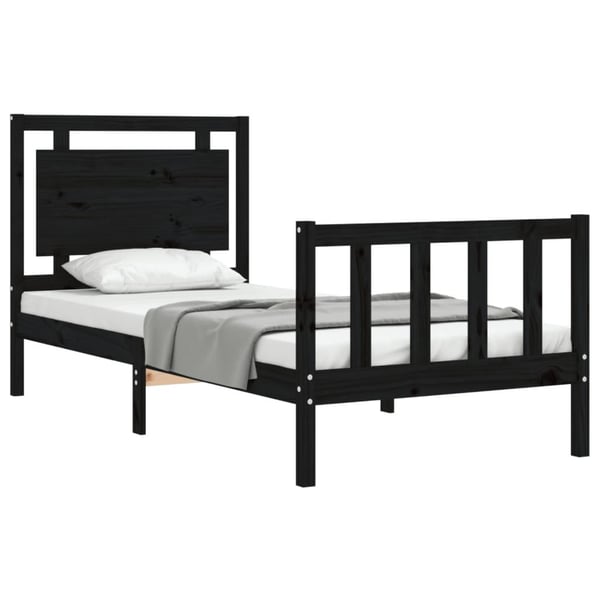 vidaXL Sengeramme med hodegavl svart 2FT6 small single heltre