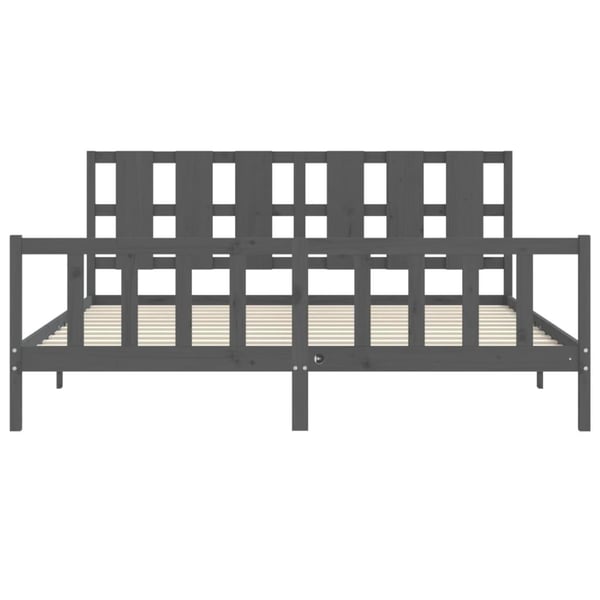 vidaXL Sengeramme med hodegavl grå 200x200 cm heltre
