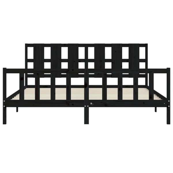 vidaXL Sengeramme med hodegavl svart 200x200 cm heltre