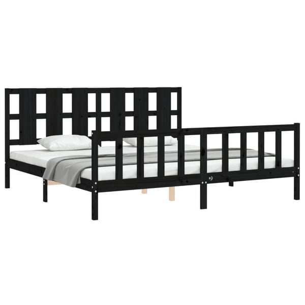 vidaXL Sengeramme med hodegavl svart 200x200 cm heltre