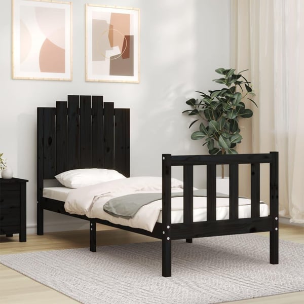 vidaXL Sengeramme med hodegavl svart small single heltre