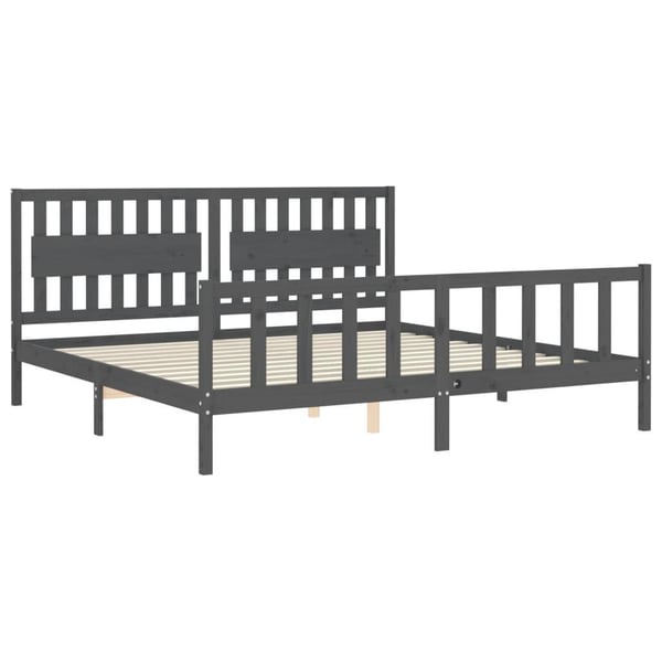 vidaXL Sengeramme med hodegavl grå 200x200 cm heltre