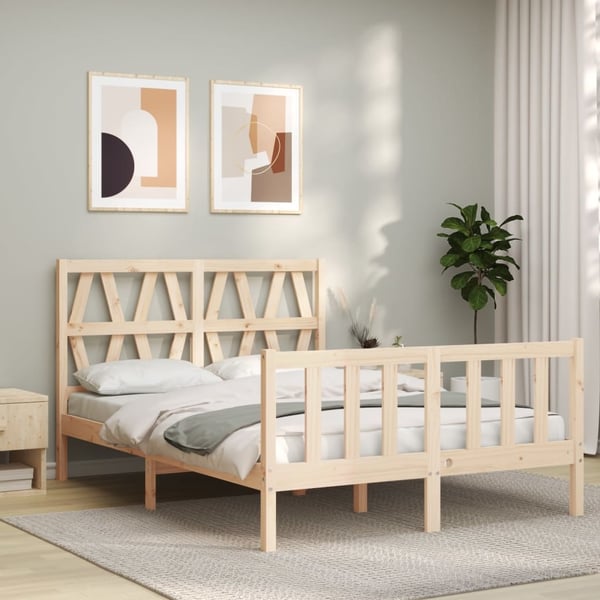 vidaXL Sengeramme med hodegavl 140x200 cm heltre