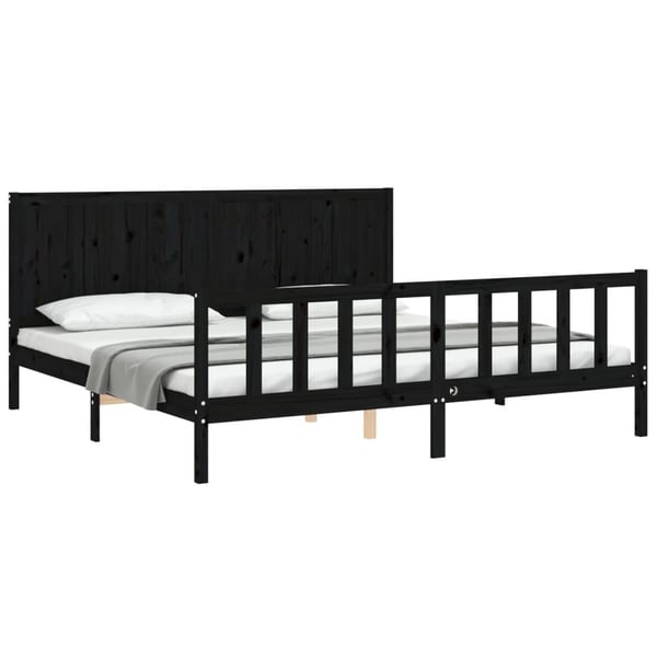 vidaXL Sengeramme med hodegavl svart 200x200 cm heltre