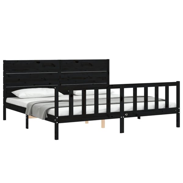 vidaXL Sengeramme med hodegavl svart 200x200 cm heltre
