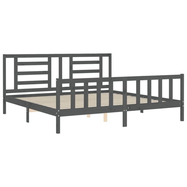 vidaXL Sengeramme med hodegavl grå 200x200 cm heltre