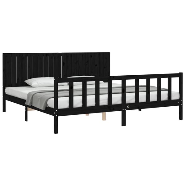 vidaXL Sengeramme med hodegavl svart 200x200 cm heltre