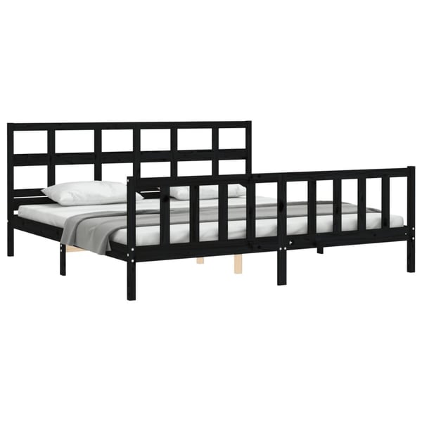 vidaXL Sengeramme med hodegavl svart 200x200 cm heltre