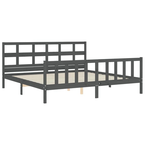 vidaXL Sengeramme med hodegavl grå 200x200 cm heltre