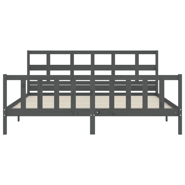 vidaXL Sengeramme med hodegavl grå 200x200 cm heltre