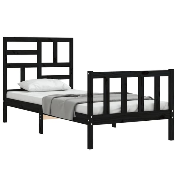 vidaXL Sengeramme med hodegavl svart 2FT6 small single heltre