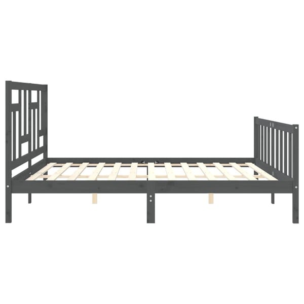 vidaXL Sengeramme med hodegavl grå 200x200 cm heltre