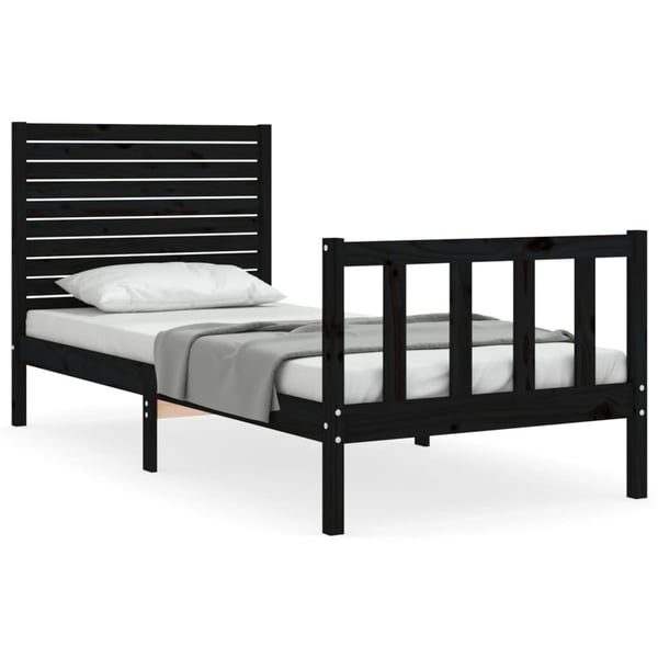 vidaXL Sengeramme med hodegavl svart small single heltre