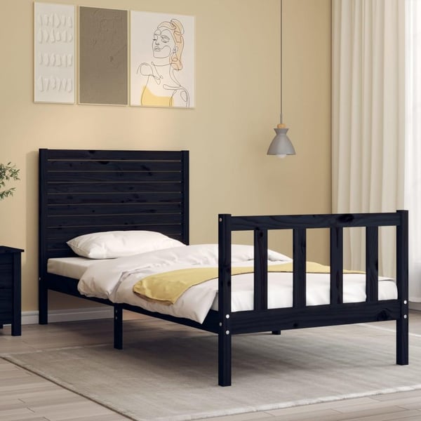 vidaXL Sengeramme med hodegavl svart small single heltre