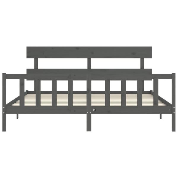 vidaXL Sengeramme med hodegavl grå 200x200 cm heltre