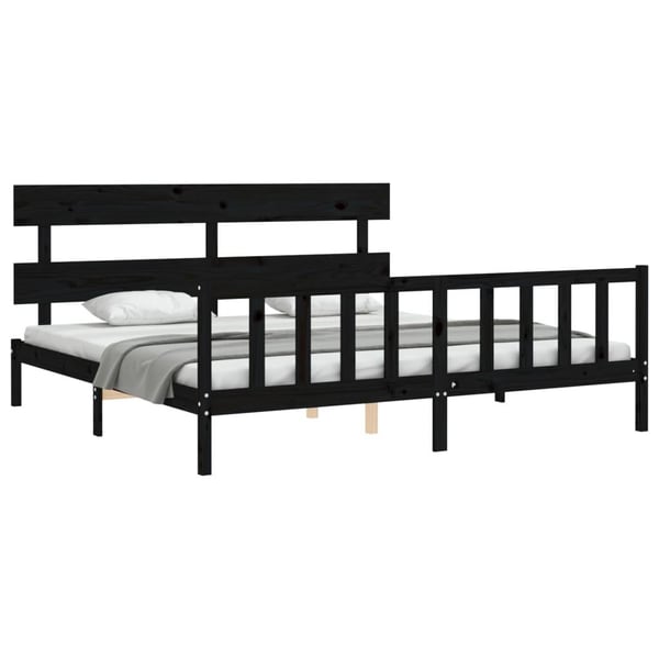 vidaXL Sengeramme med hodegavl svart 200x200 cm heltre