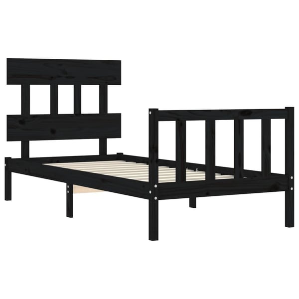 vidaXL Sengeramme med hodegavl svart 2FT6 small single heltre