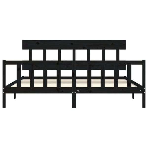 vidaXL Sengeramme med hodegavl svart 200x200 cm heltre