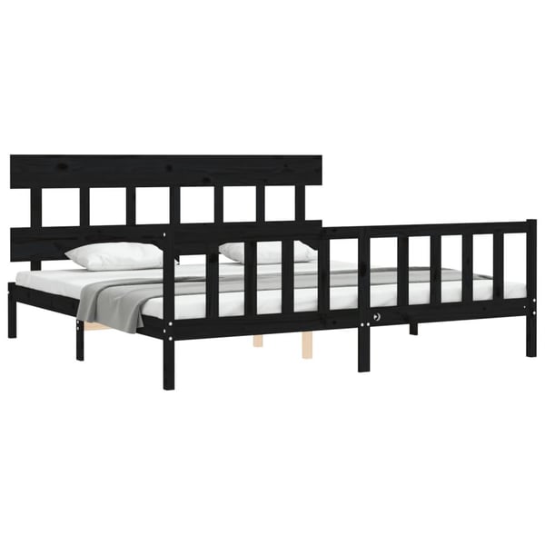 vidaXL Sengeramme med hodegavl svart 200x200 cm heltre