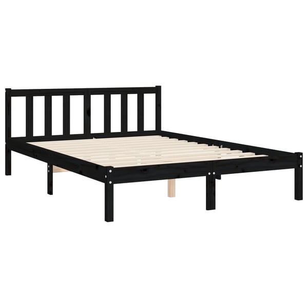 vidaXL Sengeramme med hodegavl svart 4FT6 double heltre