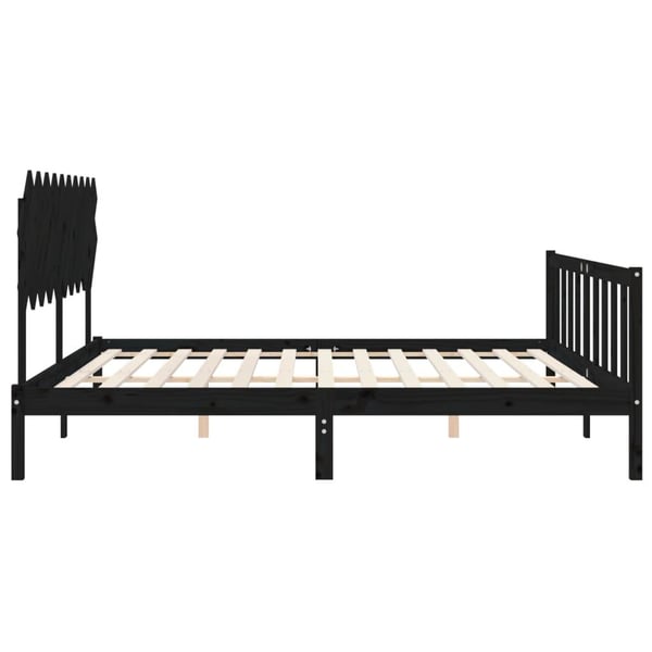 vidaXL Sengeramme med hodegavl svart 200x200 cm heltre