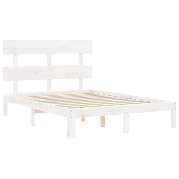 vidaXL Sengeramme med hodegavl hvit 4FT small double heltre