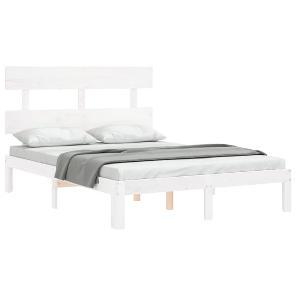 vidaXL Sengeramme med hodegavl hvit 4FT small double heltre