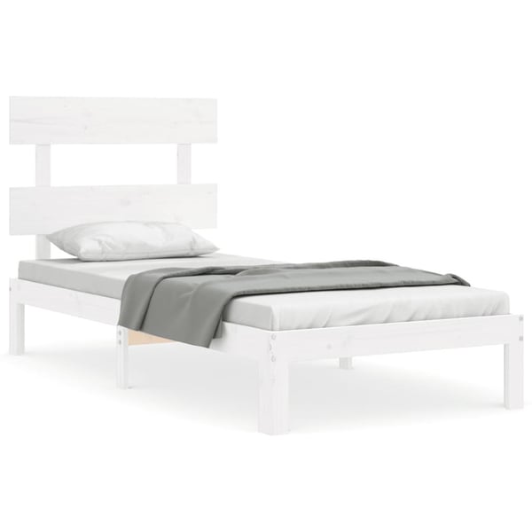 vidaXL Sengeramme med hodegavl hvit 100x200 cm heltre