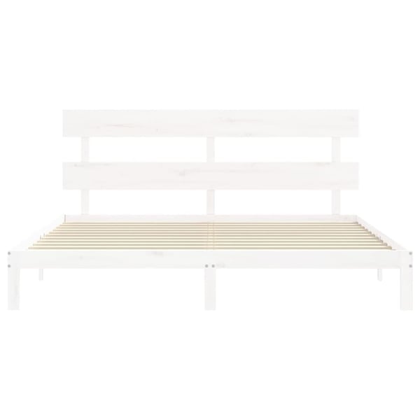 vidaXL Sengeramme med hodegavl hvit 6FT Super King heltre