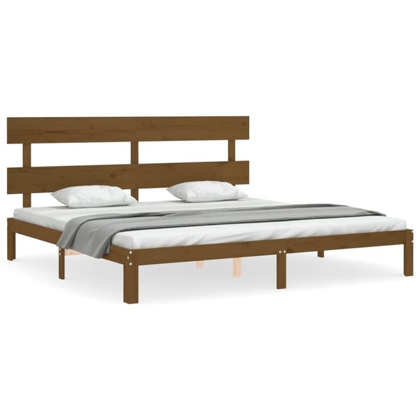 vidaXL Sengeramme med hodegavl honningbrun 200x200 cm heltre