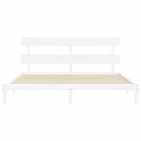 vidaXL Sengeramme med hodegavl hvit 200x200 cm heltre