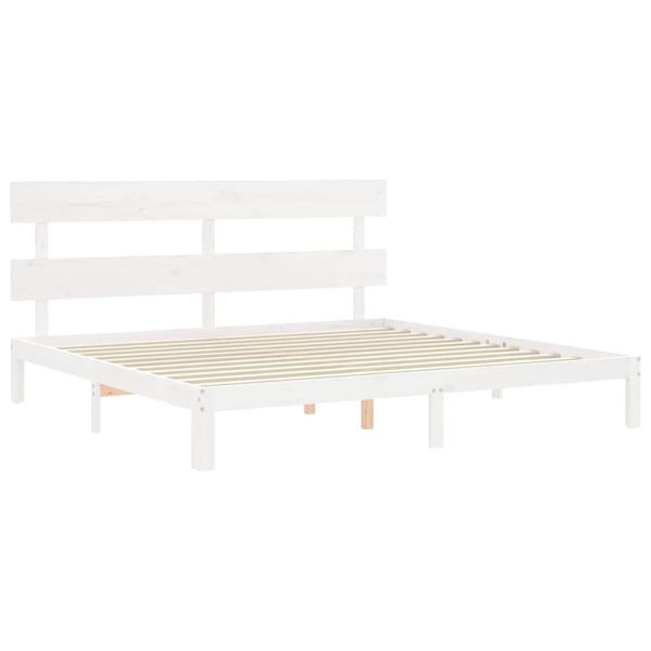 vidaXL Sengeramme med hodegavl hvit 200x200 cm heltre