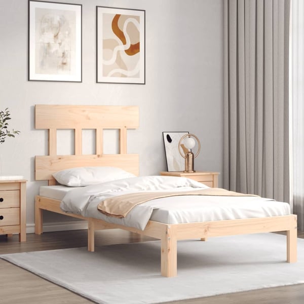 vidaXL Sengeramme med hodegavl 90x200 cm heltre