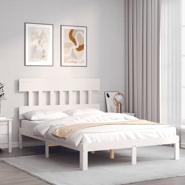 vidaXL Sengeramme med hodegavl hvit 140x190 cm heltre
