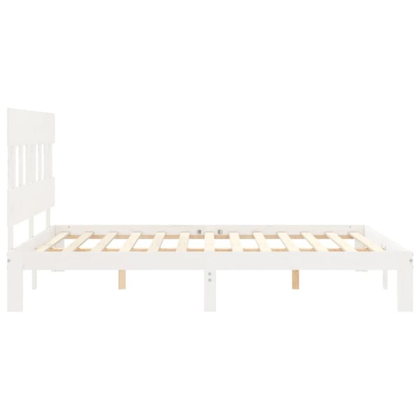 vidaXL Sengeramme med hodegavl hvit 160x200 cm heltre